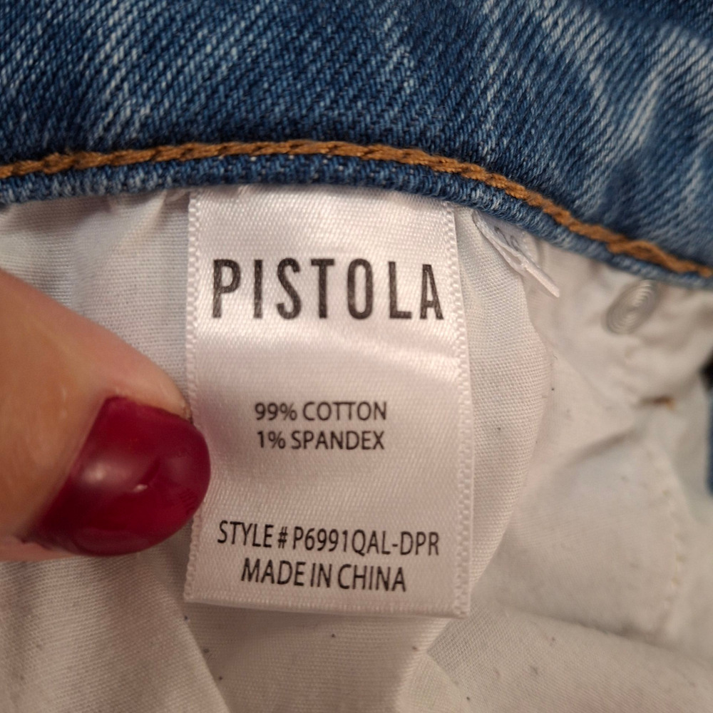 Pistola Distressed Light Blue Wash Straight Leg Cropped Women's Jean Pants Sz 26 - Picture 5 of 6